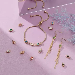 24 Piece 12 Colors Zodiac Birthstone Charm Connector Kit - Available in Waterproof Gold - A045SS/G