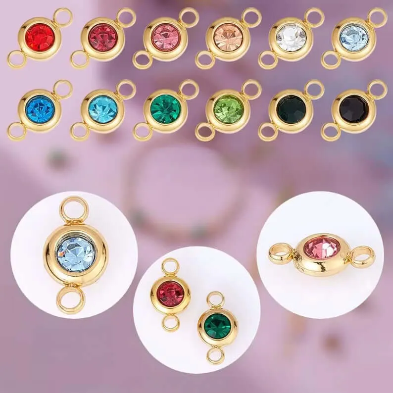 24 Piece 12 Colors Zodiac Birthstone Charm Connector Kit - Available in Waterproof Gold - A045SS/G