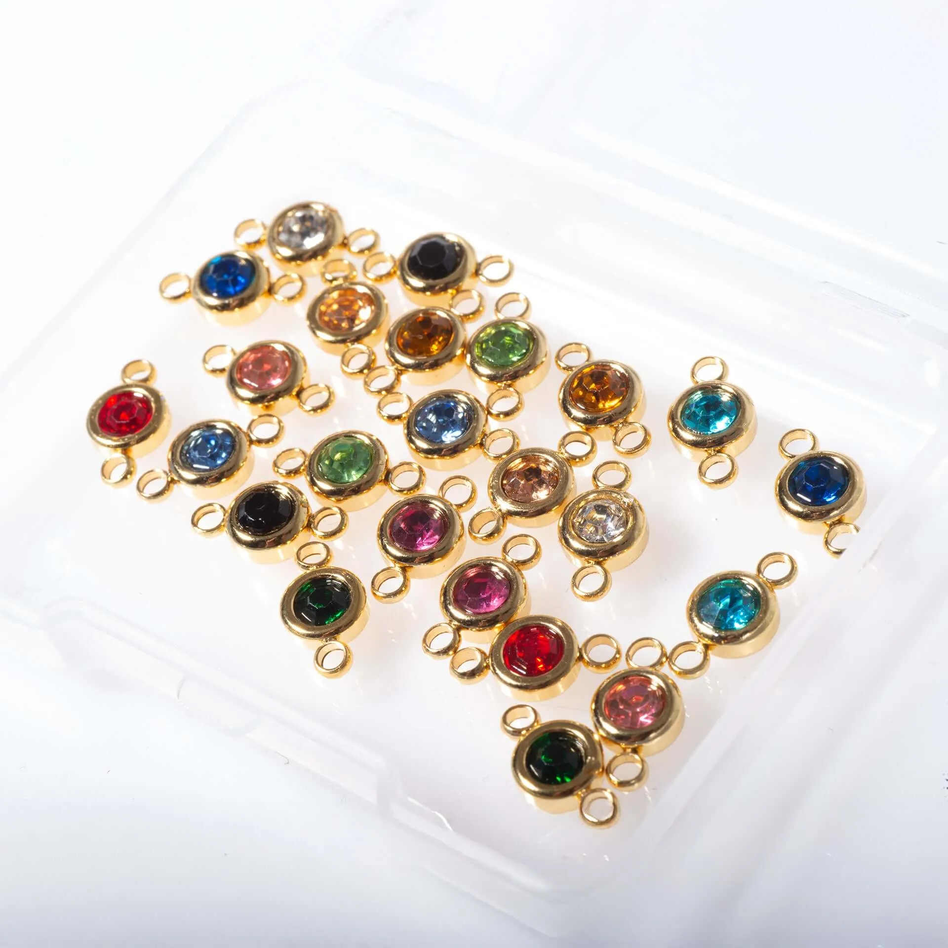 24 Piece 12 Colors Zodiac Birthstone Charm Connector Kit - Available in Waterproof Gold - A045SS/G