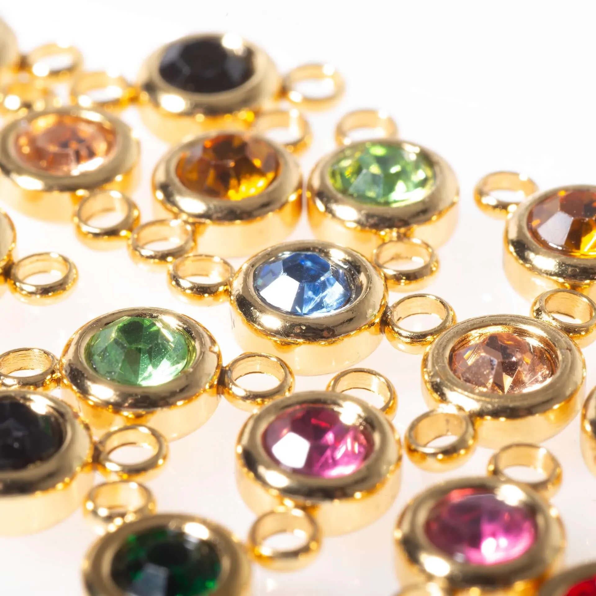 24 Piece 12 Colors Zodiac Birthstone Charm Connector Kit - Available in Waterproof Gold - A045SS/G