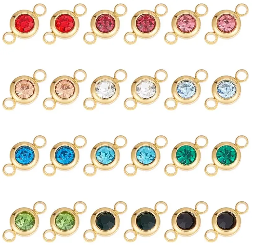 24 Piece 12 Colors Zodiac Birthstone Charm Connector Kit - Available in Waterproof Gold - A045SS/G