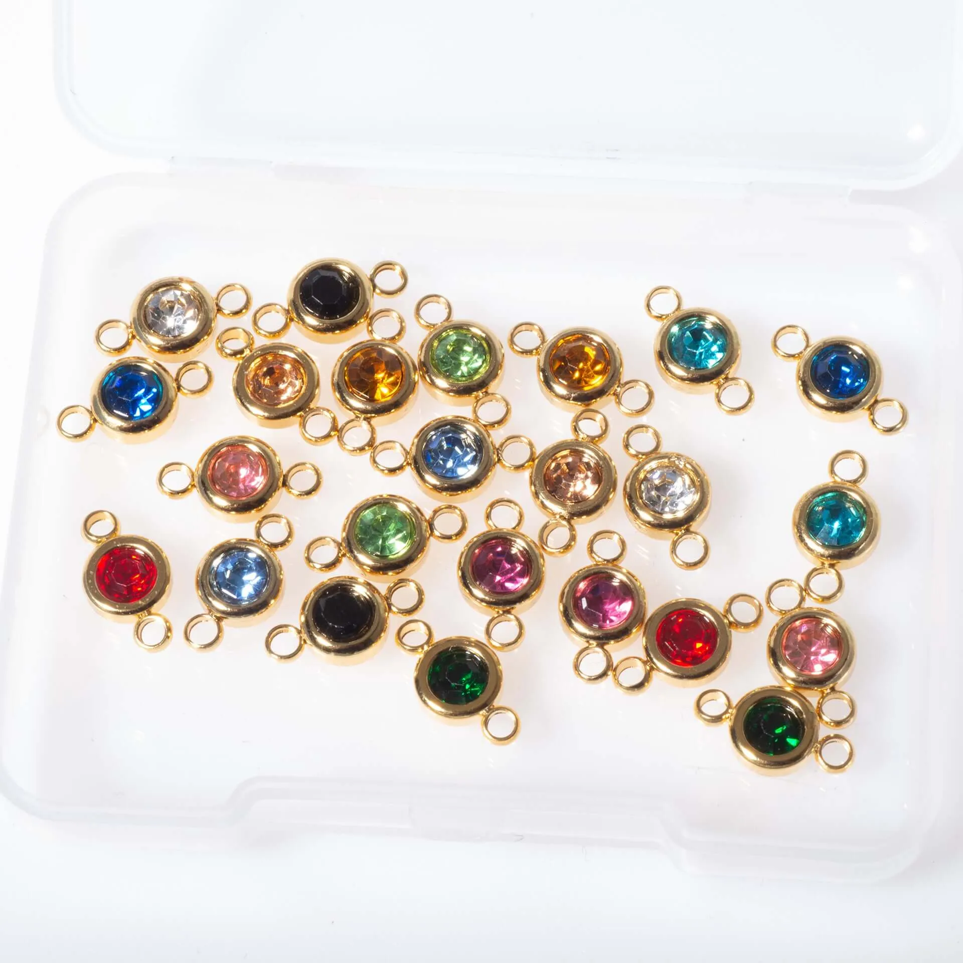 24 Piece 12 Colors Zodiac Birthstone Charm Connector Kit - Available in Waterproof Gold - A045SS/G