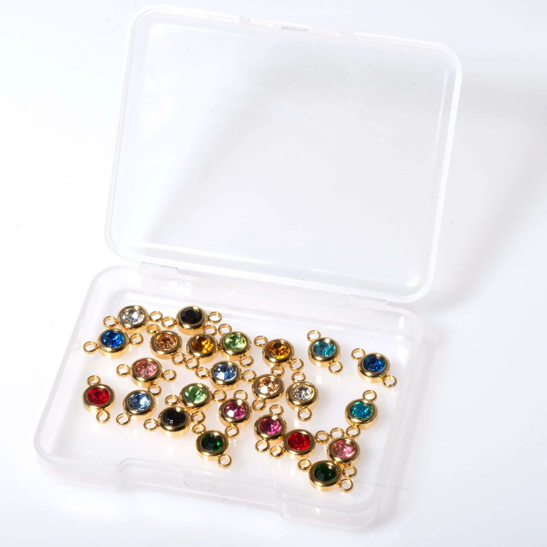 24 Piece 12 Colors Zodiac Birthstone Charm Connector Kit - Available in Waterproof Gold - A045SS/G