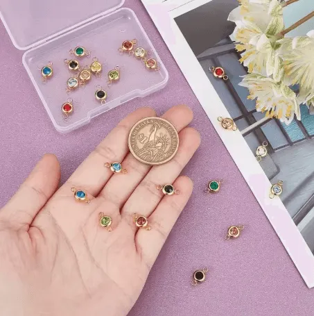 24 Piece 12 Colors Zodiac Birthstone Charm Connector Kit - Available in Waterproof Gold - A045SS/G