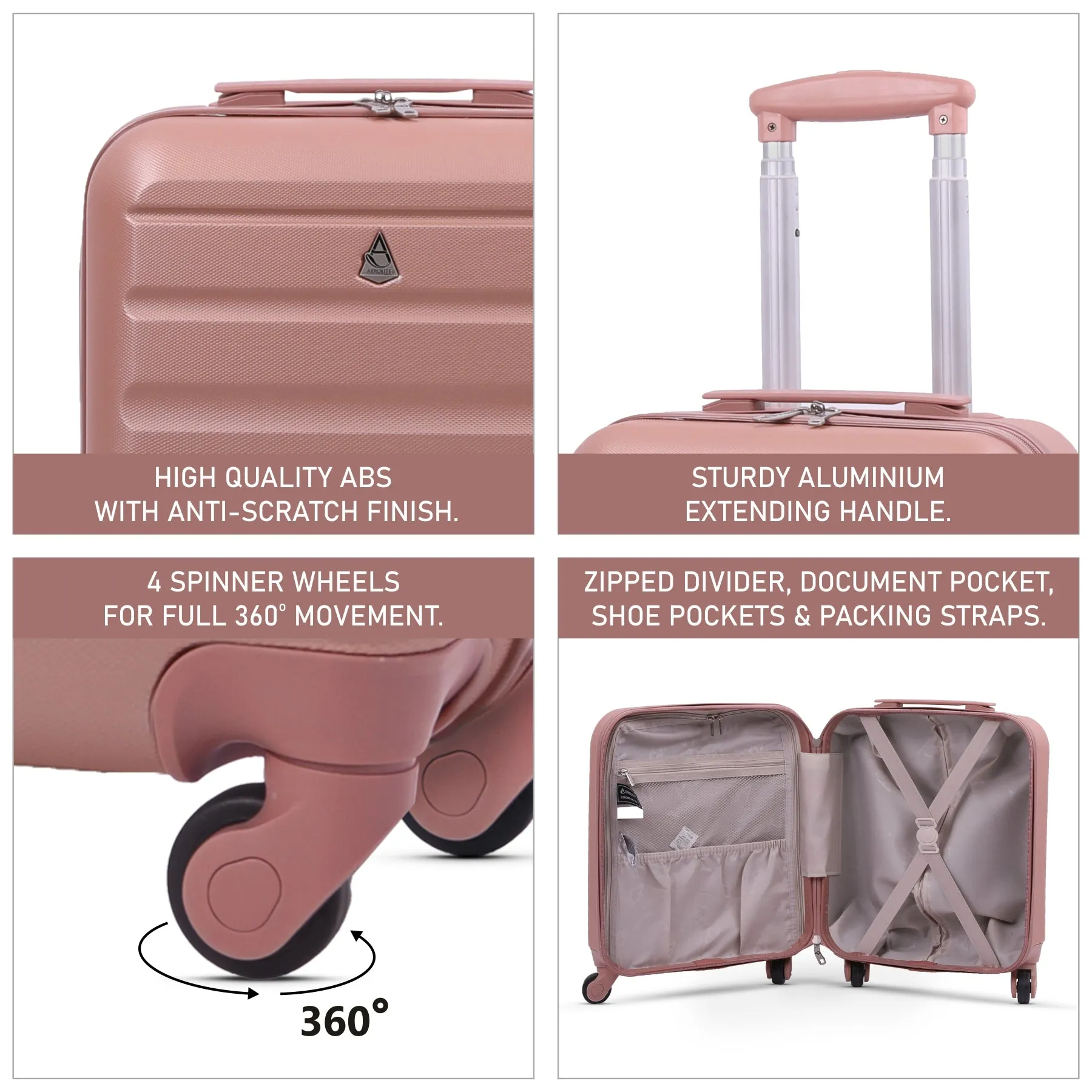 Aerolite 45x36x20cm Easyjet Maximum Cabin Carry On Suitcase With 8 Ultra Smooth Wheels, TSA Lock, Eco-Friendly Interior, SBS Zippers, 5 Years Warranty