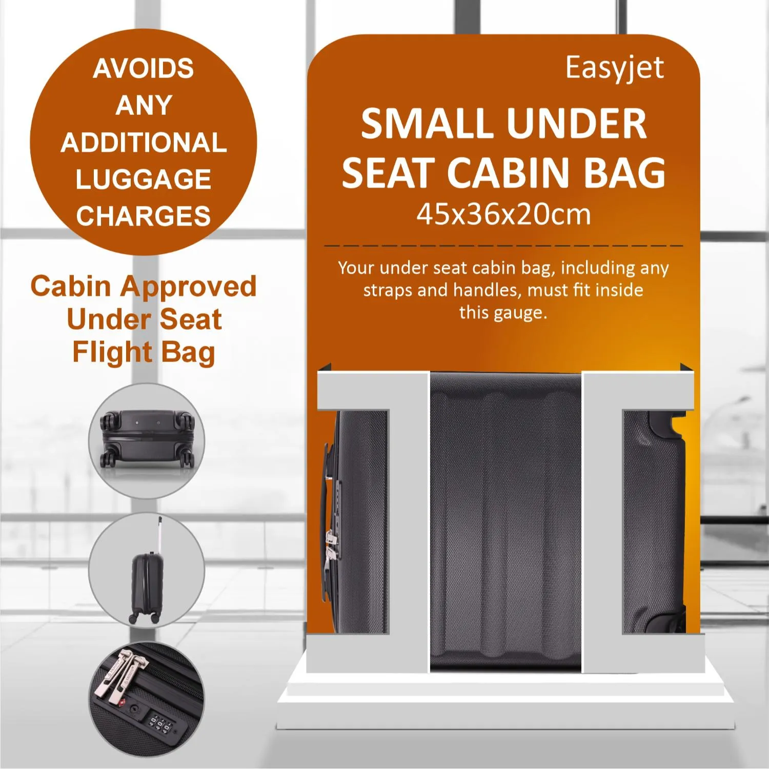 Aerolite 45x36x20cm Easyjet Maximum Cabin Carry On Suitcase With 8 Ultra Smooth Wheels, TSA Lock, Eco-Friendly Interior, SBS Zippers, 5 Years Warranty