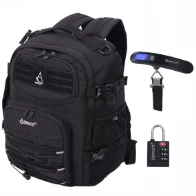 Eco-Friendly Aerolite Tactical Backpack - EasyJet Maximum Size (45x36x20cm) Made from Recycled, Shower-Resistant Material, Complete with Luggage Scale and TSA Lock, 10-Year Warranty