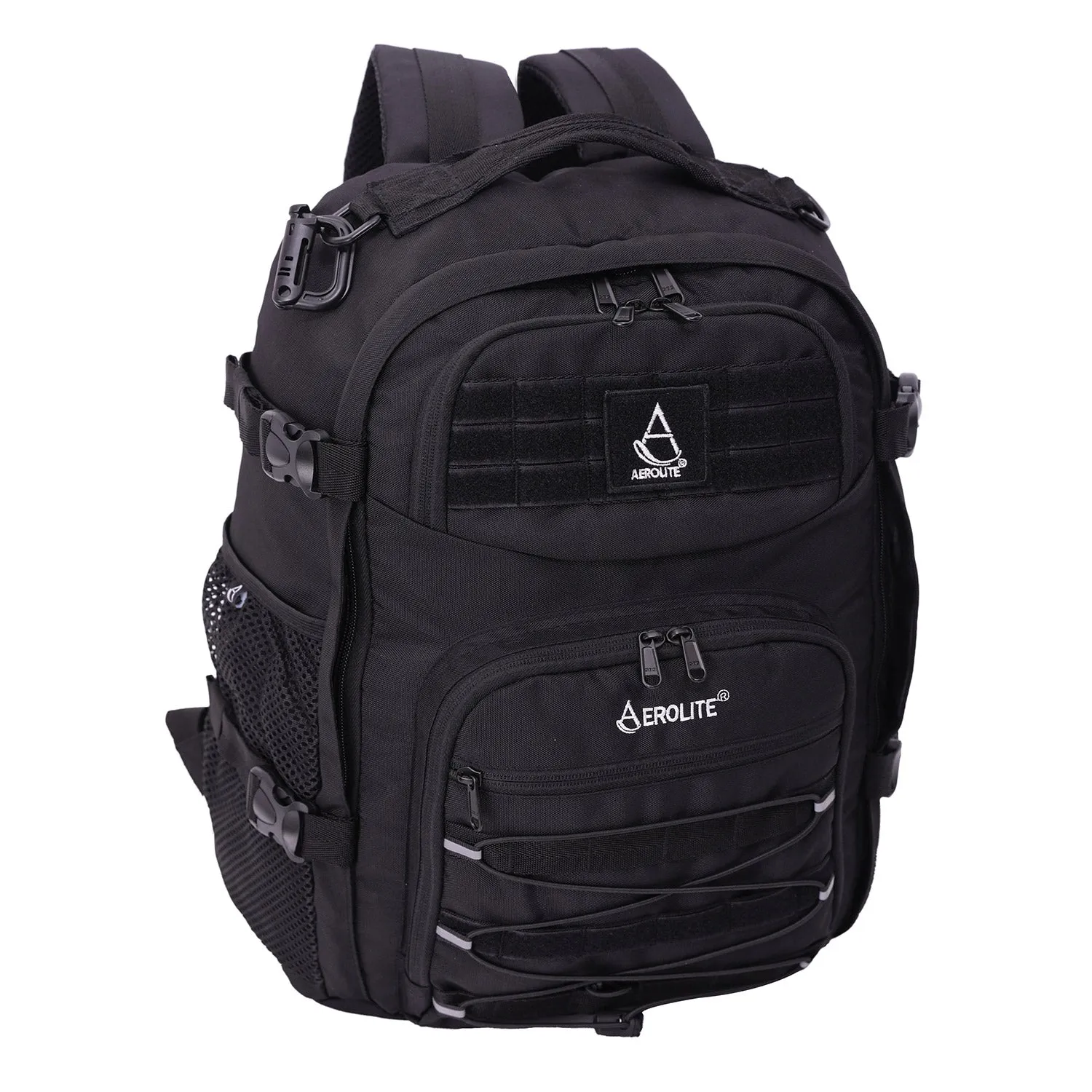 Eco-Friendly Aerolite Tactical Backpack - EasyJet Maximum Size (45x36x20cm) Made from Recycled, Shower-Resistant Material, Complete with Luggage Scale and TSA Lock, 10-Year Warranty