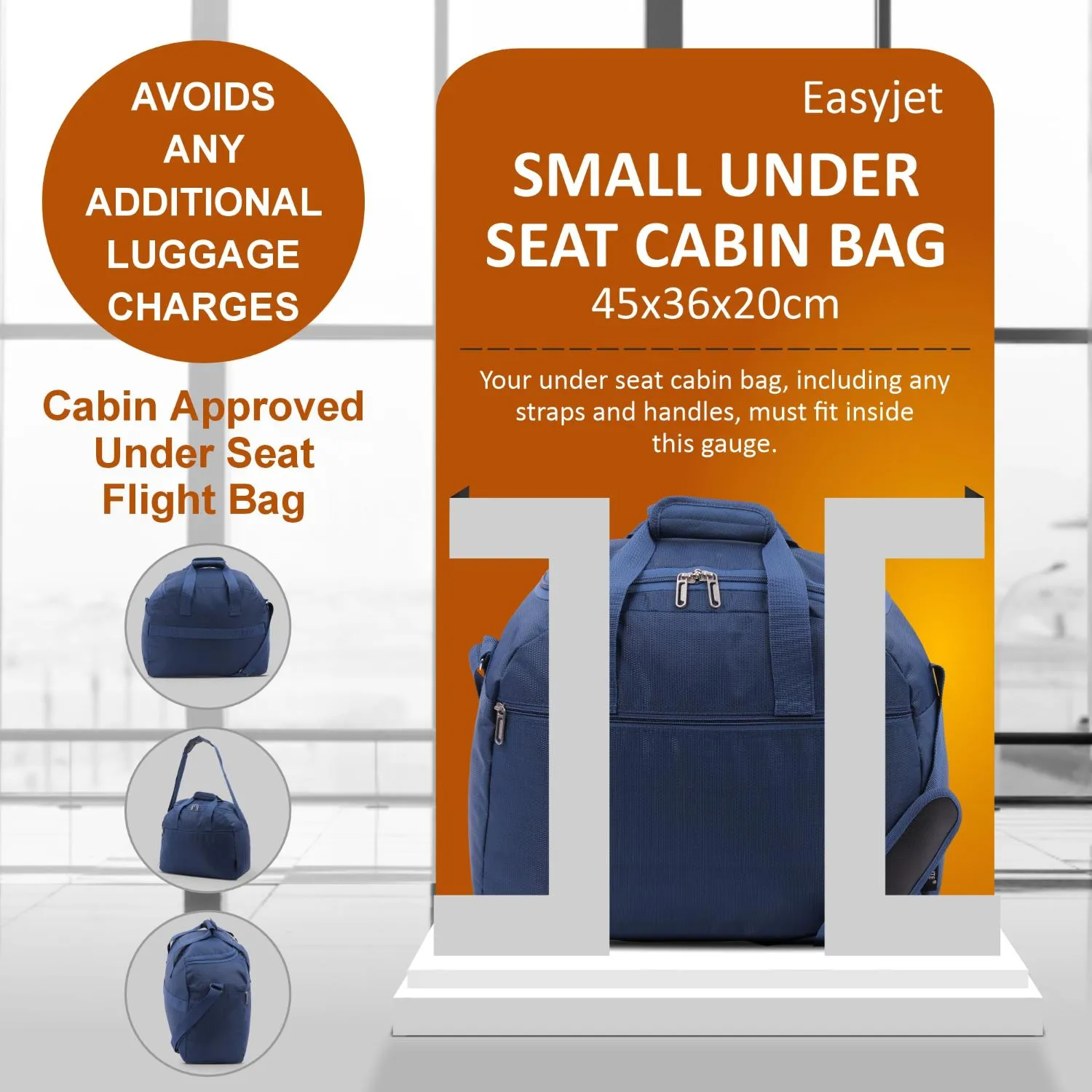 Aerolite Easyjet Maximum Size (45x36x20cm) Holdall New and Improved 2024 Cabin Luggage Under Seat Flight Bag