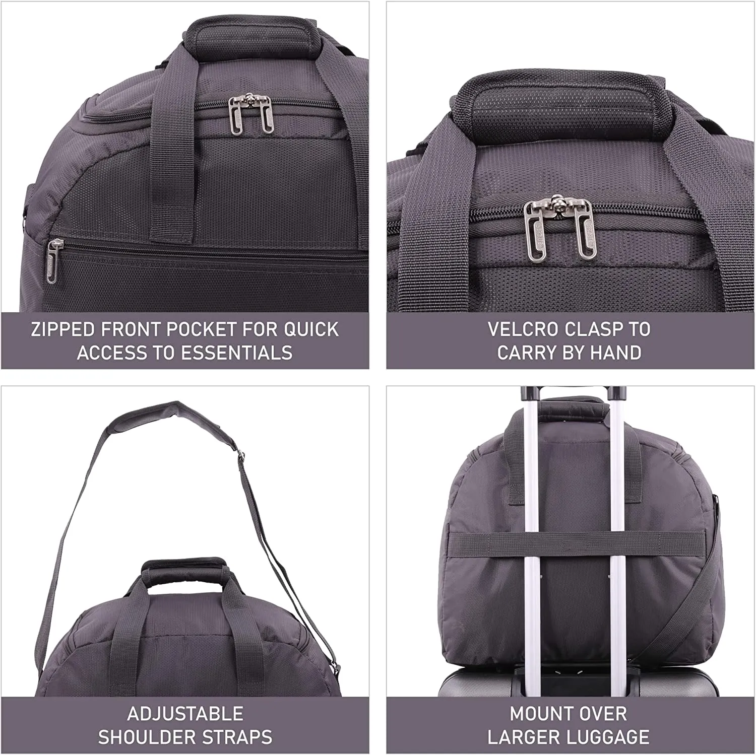 Aerolite Easyjet Maximum Size (45x36x20cm) Holdall New and Improved 2024 Cabin Luggage Under Seat Flight Bag