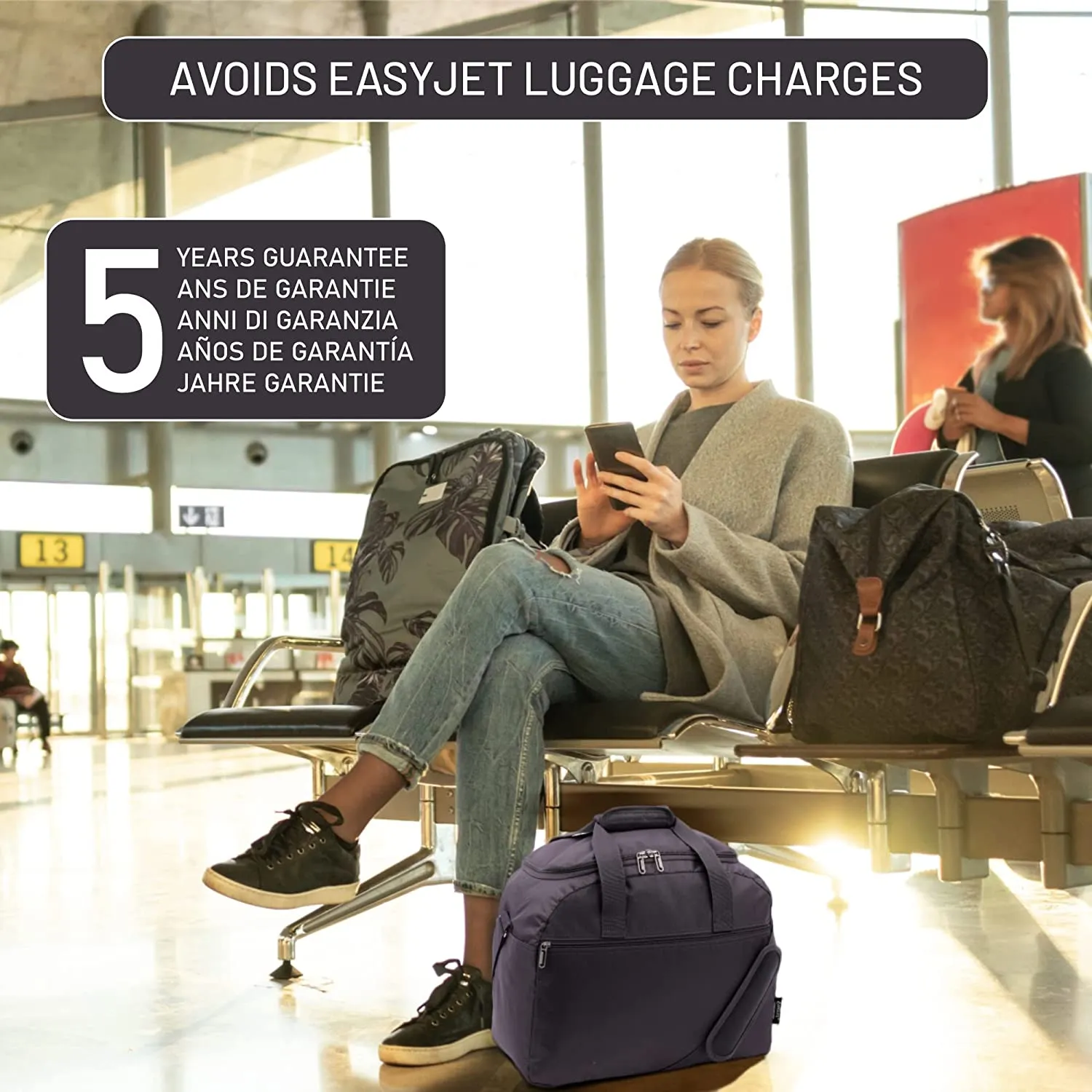 Aerolite Easyjet Maximum Size (45x36x20cm) Holdall New and Improved 2024 Cabin Luggage Under Seat Flight Bag