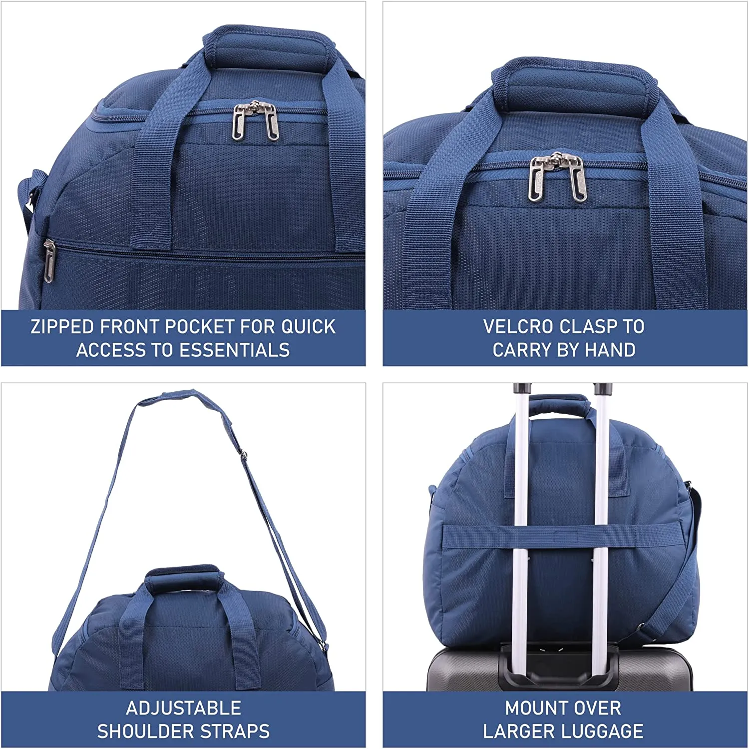 Aerolite Easyjet Maximum Size (45x36x20cm) Holdall New and Improved 2024 Cabin Luggage Under Seat Flight Bag