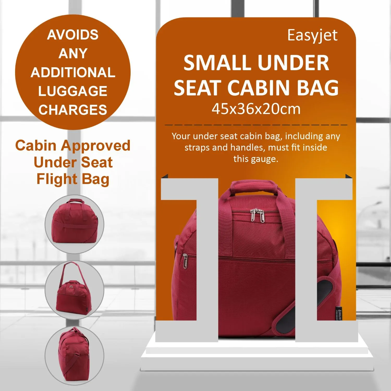 Aerolite Easyjet Maximum Size (45x36x20cm) Holdall New and Improved 2024 Cabin Luggage Under Seat Flight Bag
