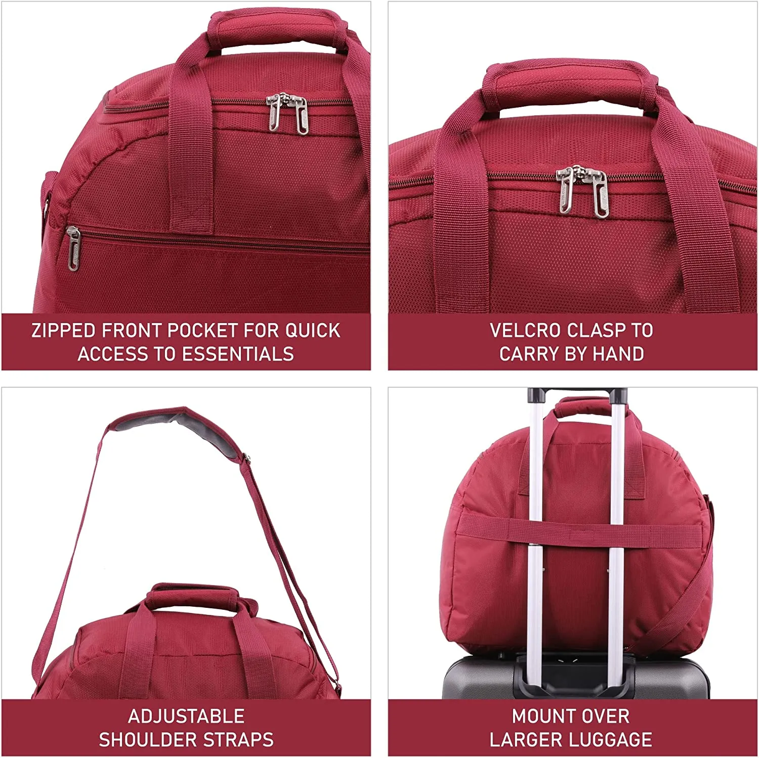 Aerolite Easyjet Maximum Size (45x36x20cm) Holdall New and Improved 2024 Cabin Luggage Under Seat Flight Bag