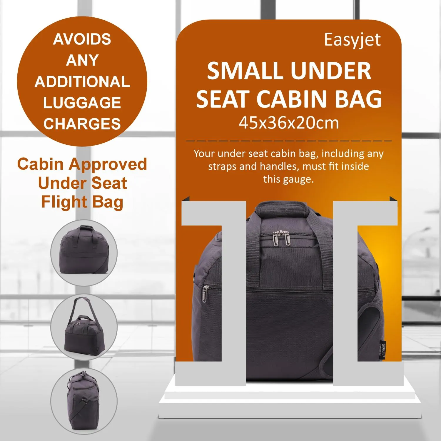 Aerolite Easyjet Maximum Size (45x36x20cm) Holdall New and Improved 2024 Cabin Luggage Under Seat Flight Bag