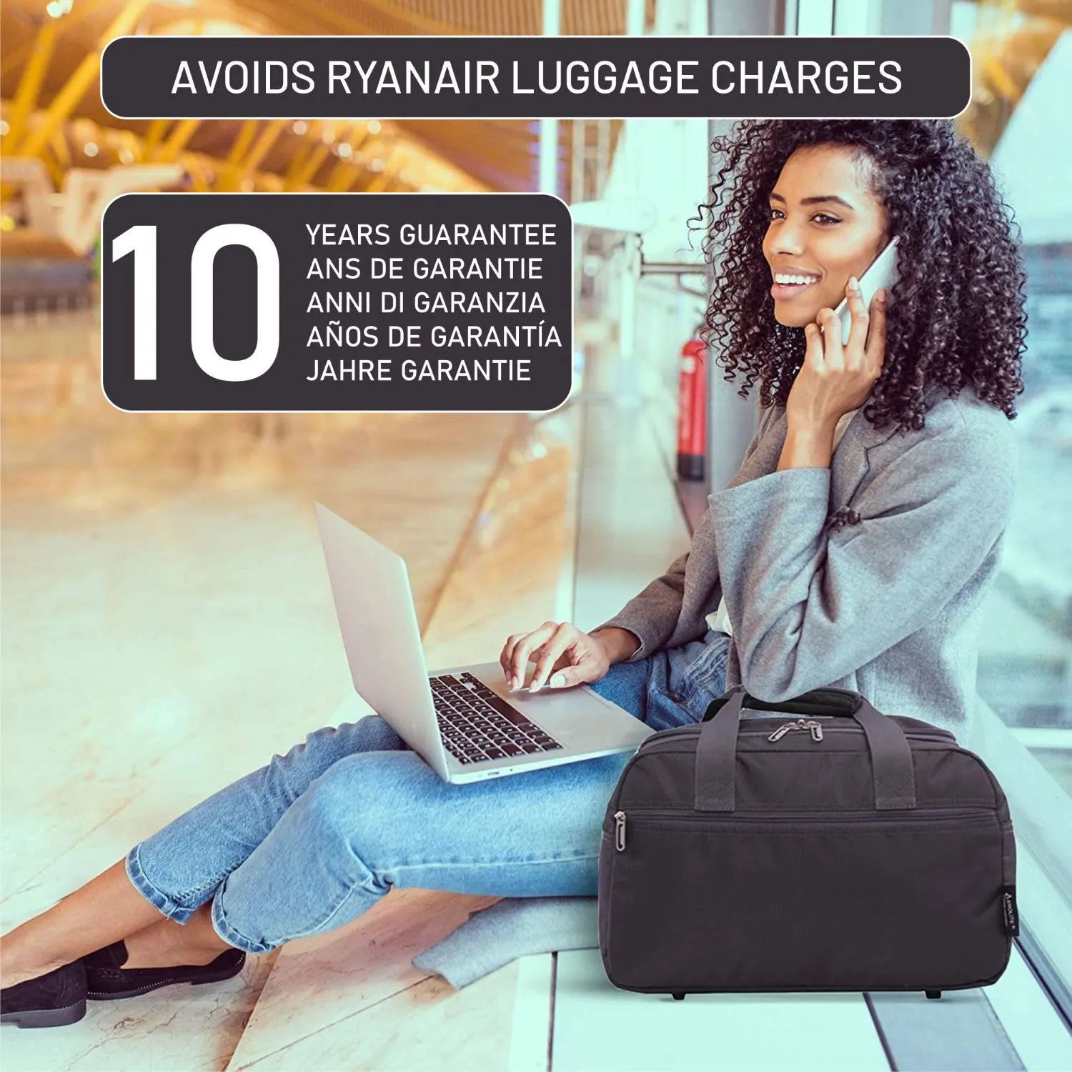 Aerolite Ryanair Maximum Holdall Cabin Underseat Bag (40x20x25cm) with Digital Luggage Scale, and TSA Approved Three Dial Combination Lock