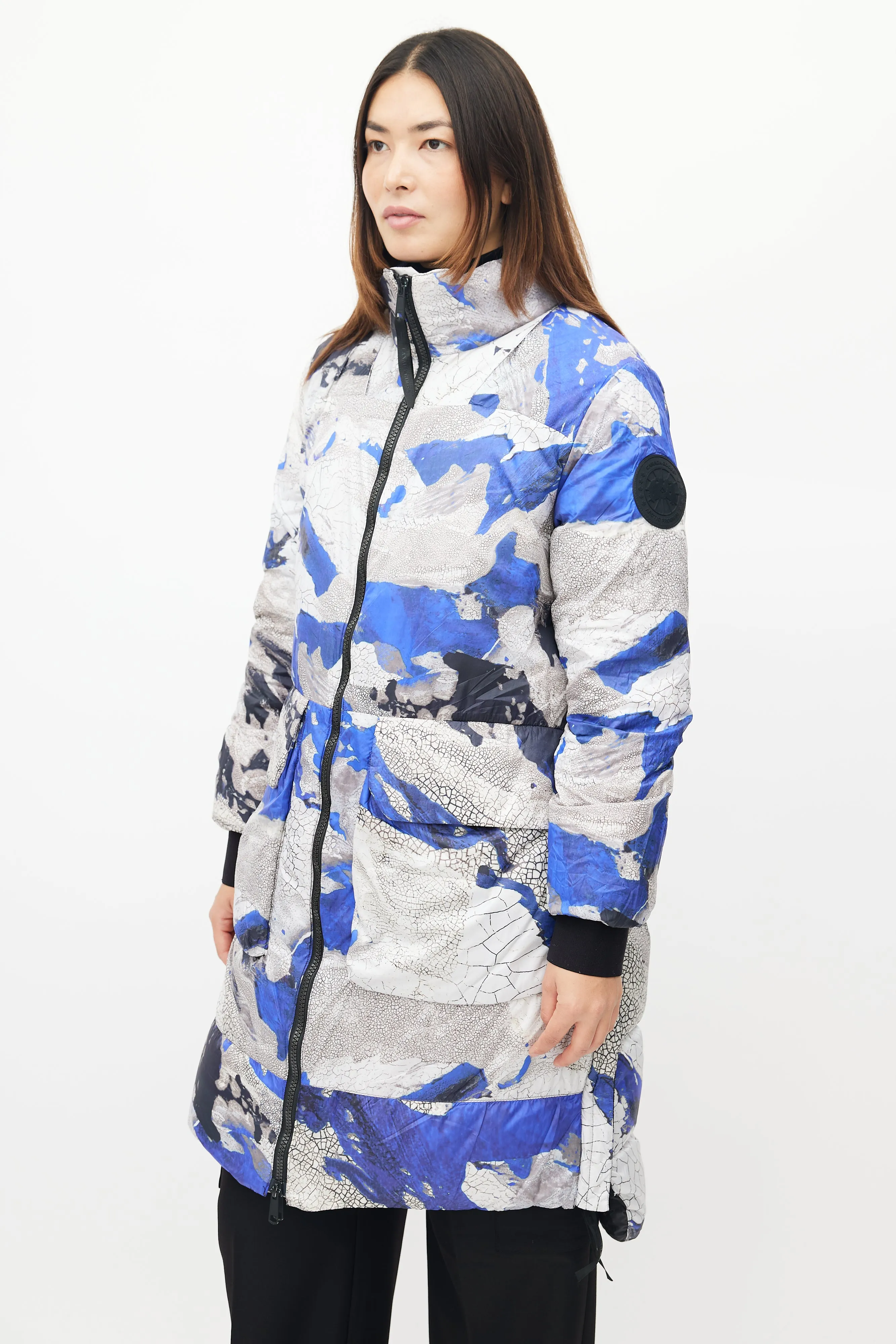 Blue & White Ockley Reversible Down Puffer