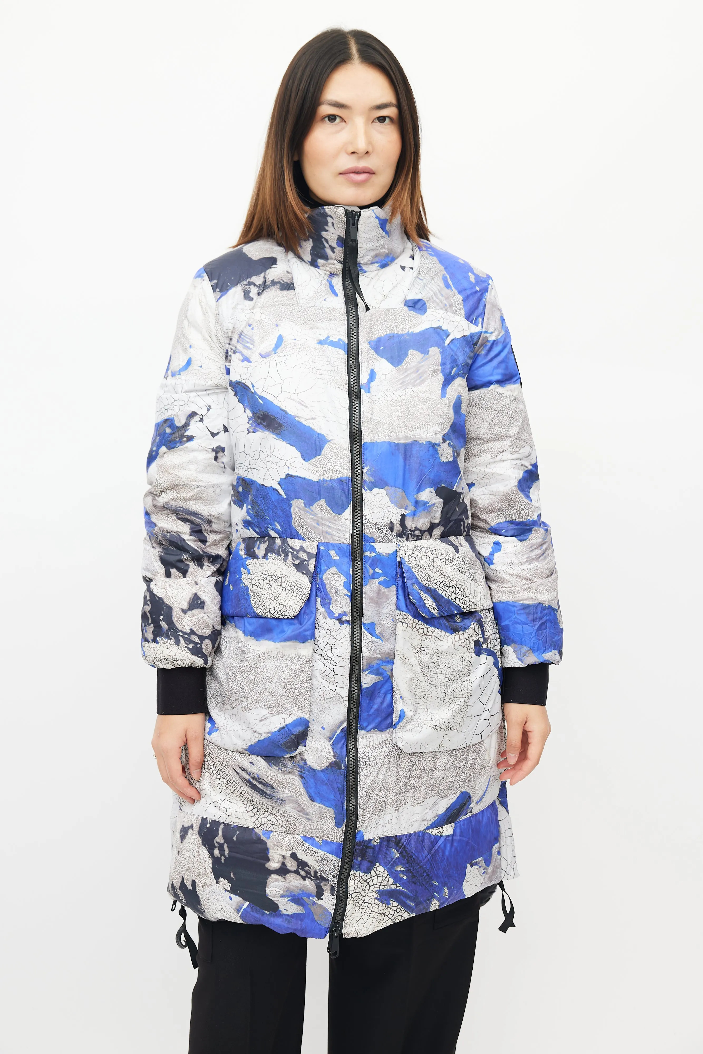 Blue & White Ockley Reversible Down Puffer