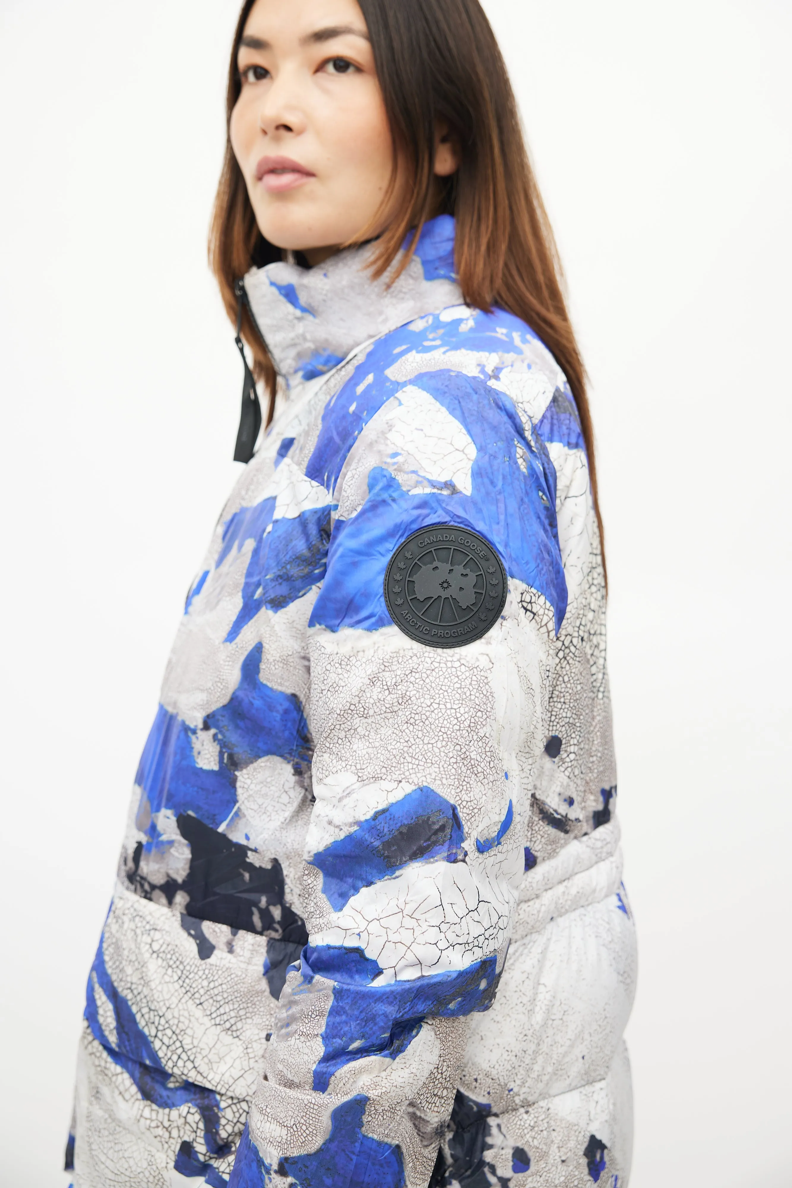 Blue & White Ockley Reversible Down Puffer