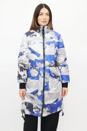 Blue & White Ockley Reversible Down Puffer