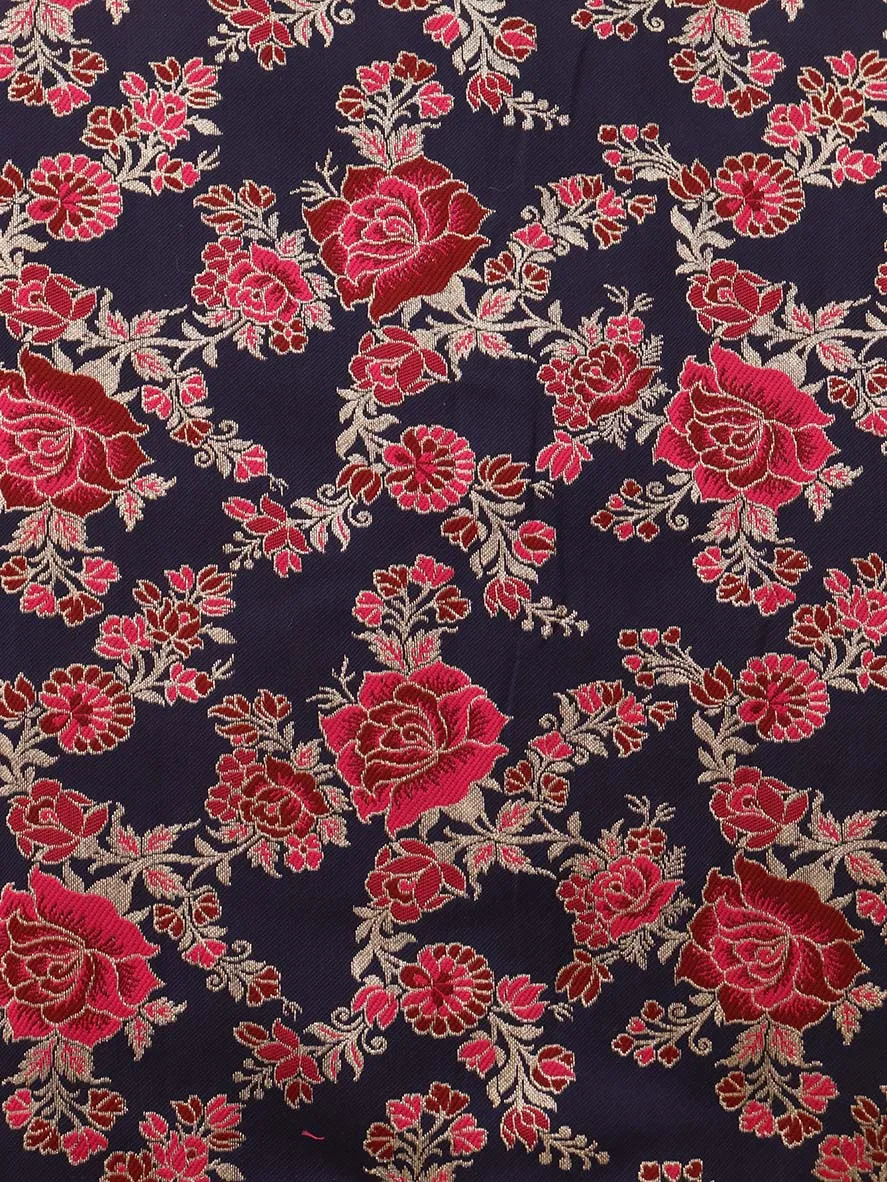 Blue Banarasi Silk Meenakari Suit With Pink Georgette Sequins Dupatta