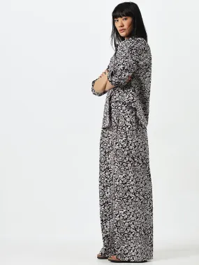 Bombay Paisley Brown Paisley Print High-Rise Cotton Trousers