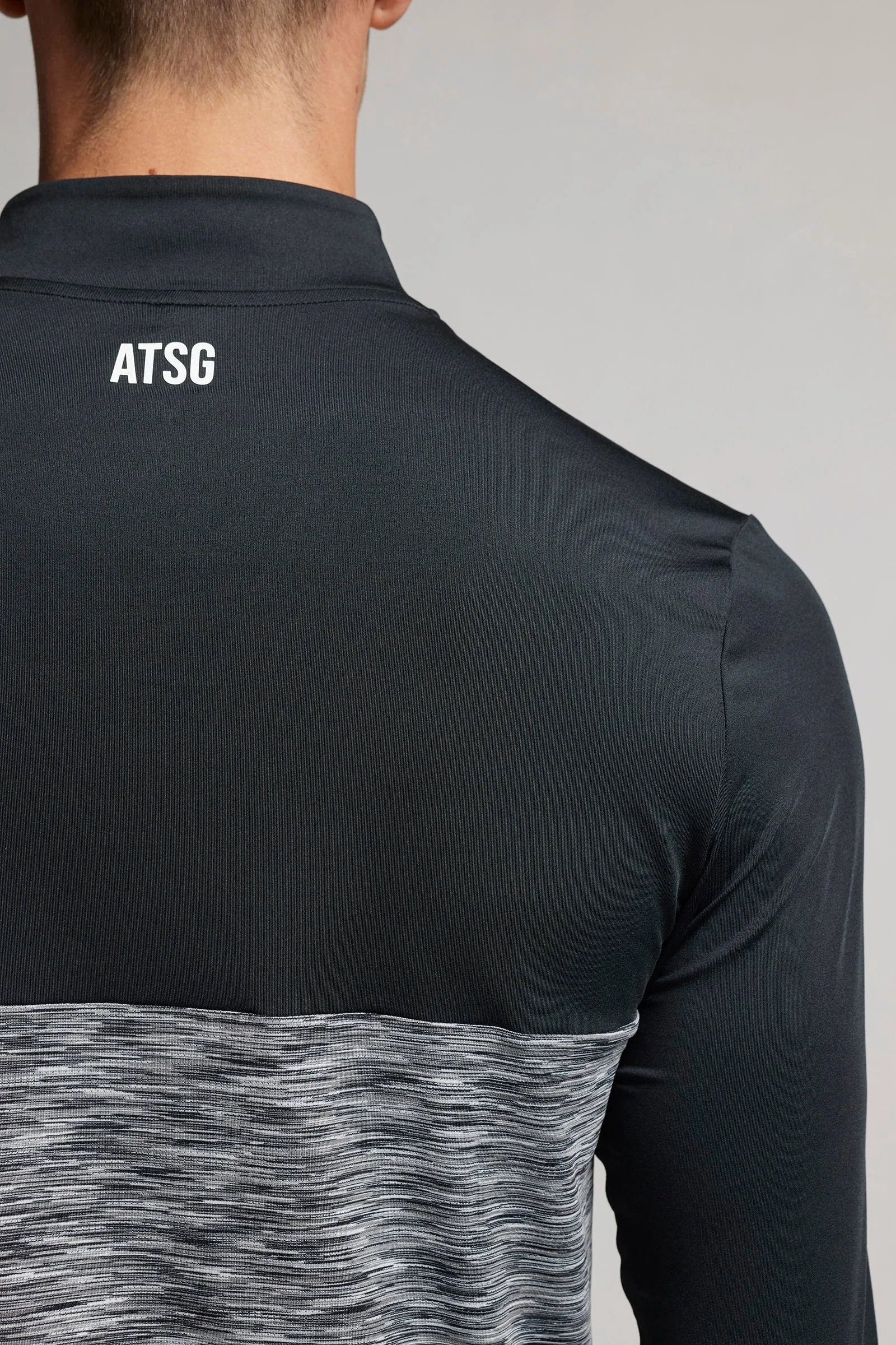 Colour Block Space Dye 1/4 Zip Top - Putter Black