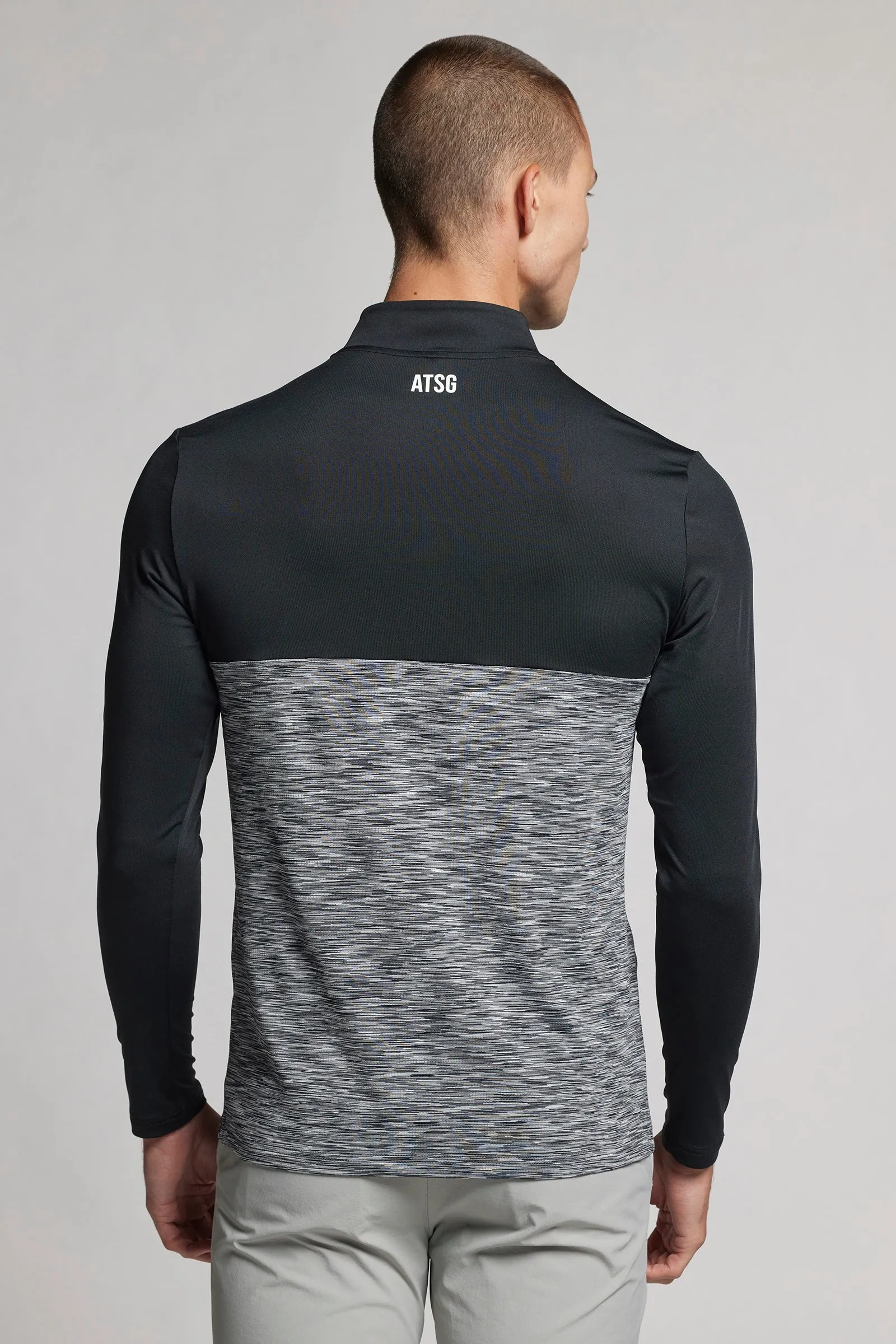 Colour Block Space Dye 1/4 Zip Top - Putter Black