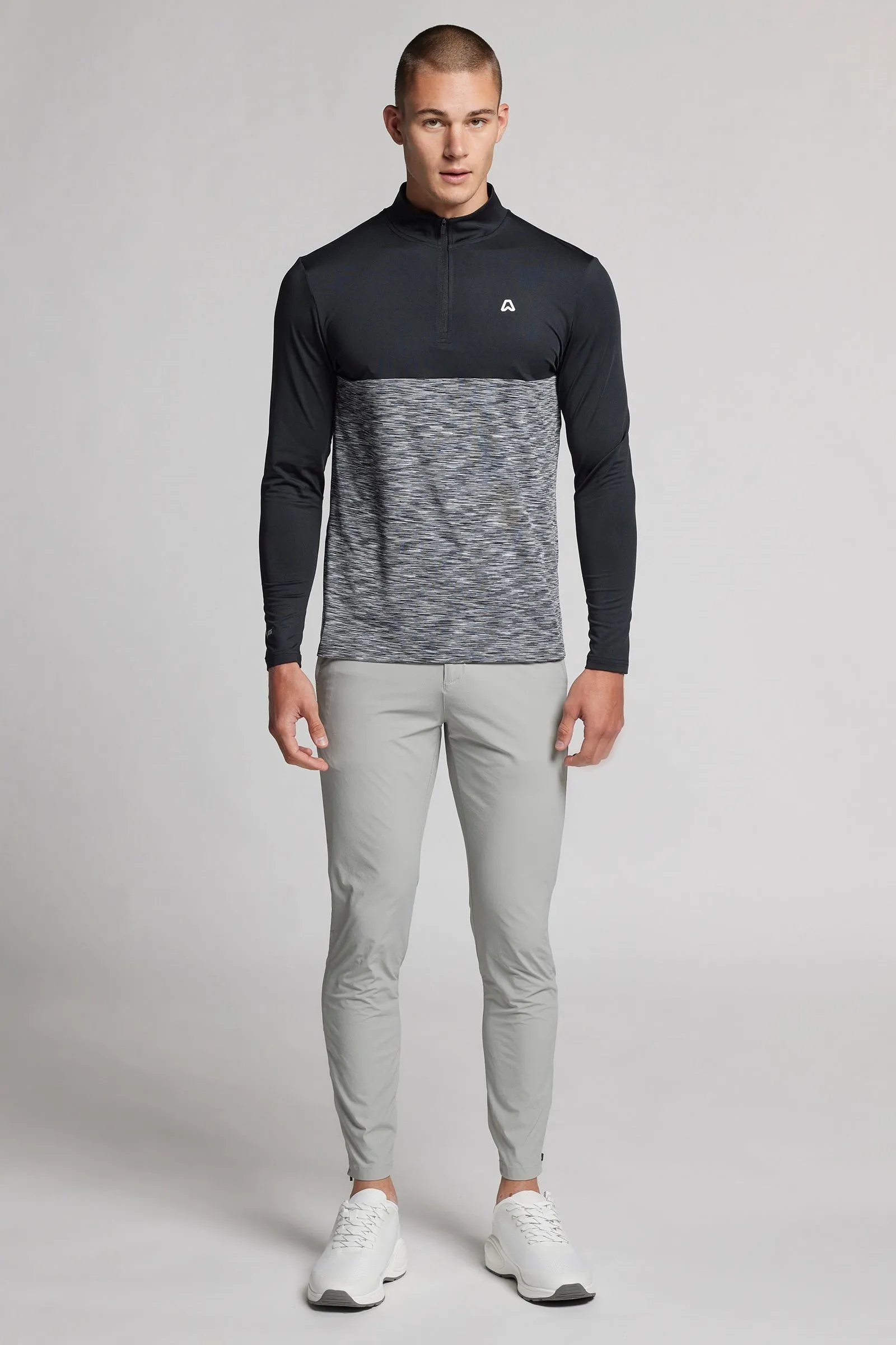 Colour Block Space Dye 1/4 Zip Top - Putter Black
