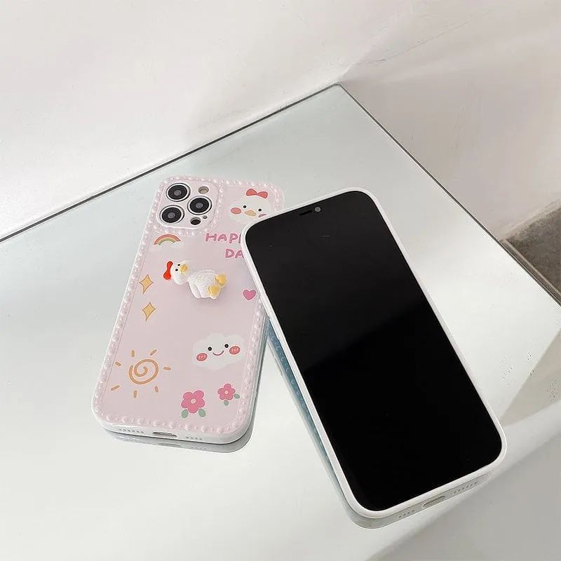 Cute Cartoon Pink Duck iPhone Case