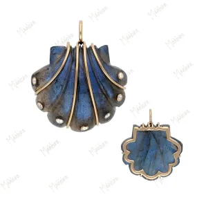 Diamond Labradorite Shell Pendant