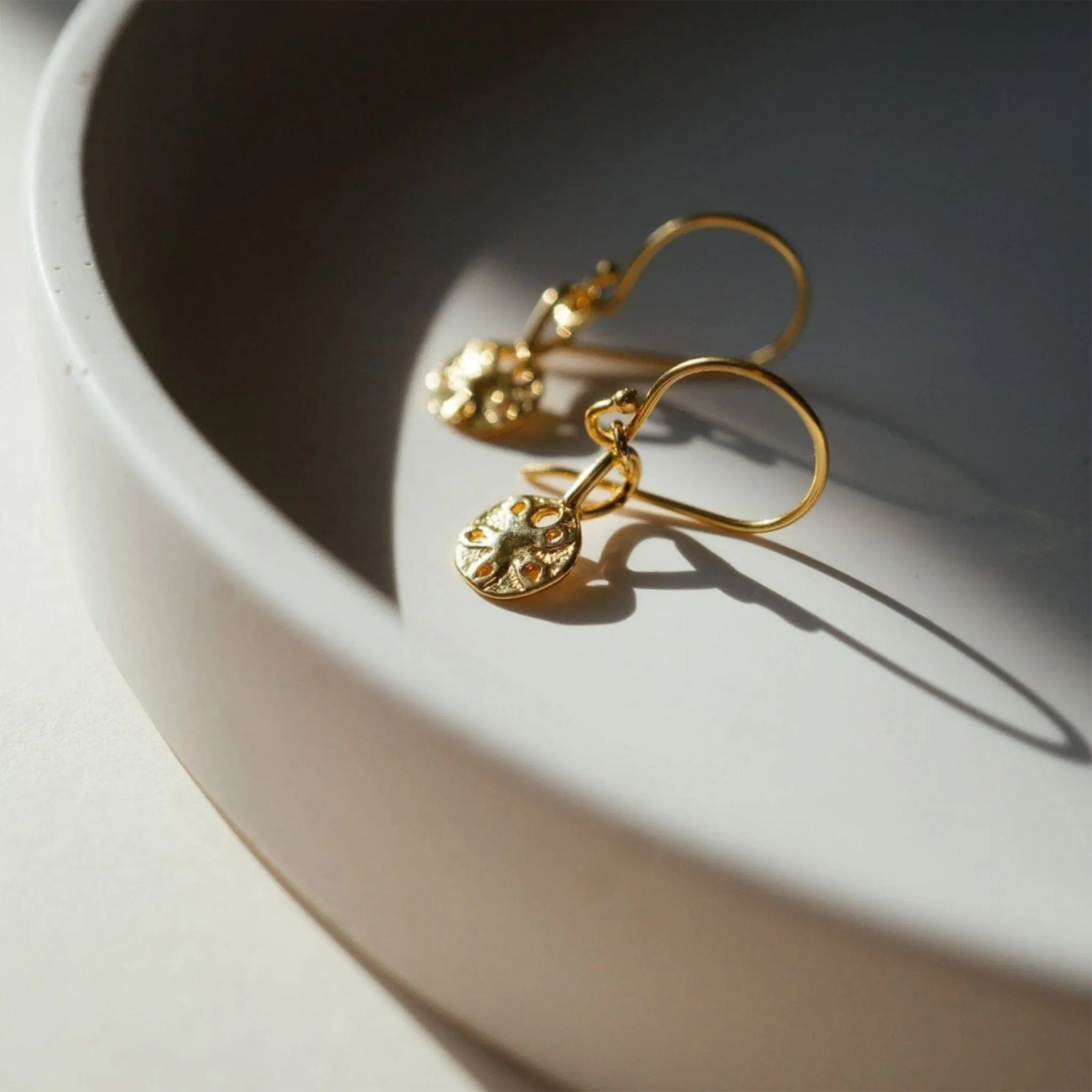 Gold or Silver Sand Dollar Shell Earrings | By Lunar James
