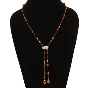 Imeora Exclusive Chocolate Shell Pearl Necklace With Adjustable Leaf Lock