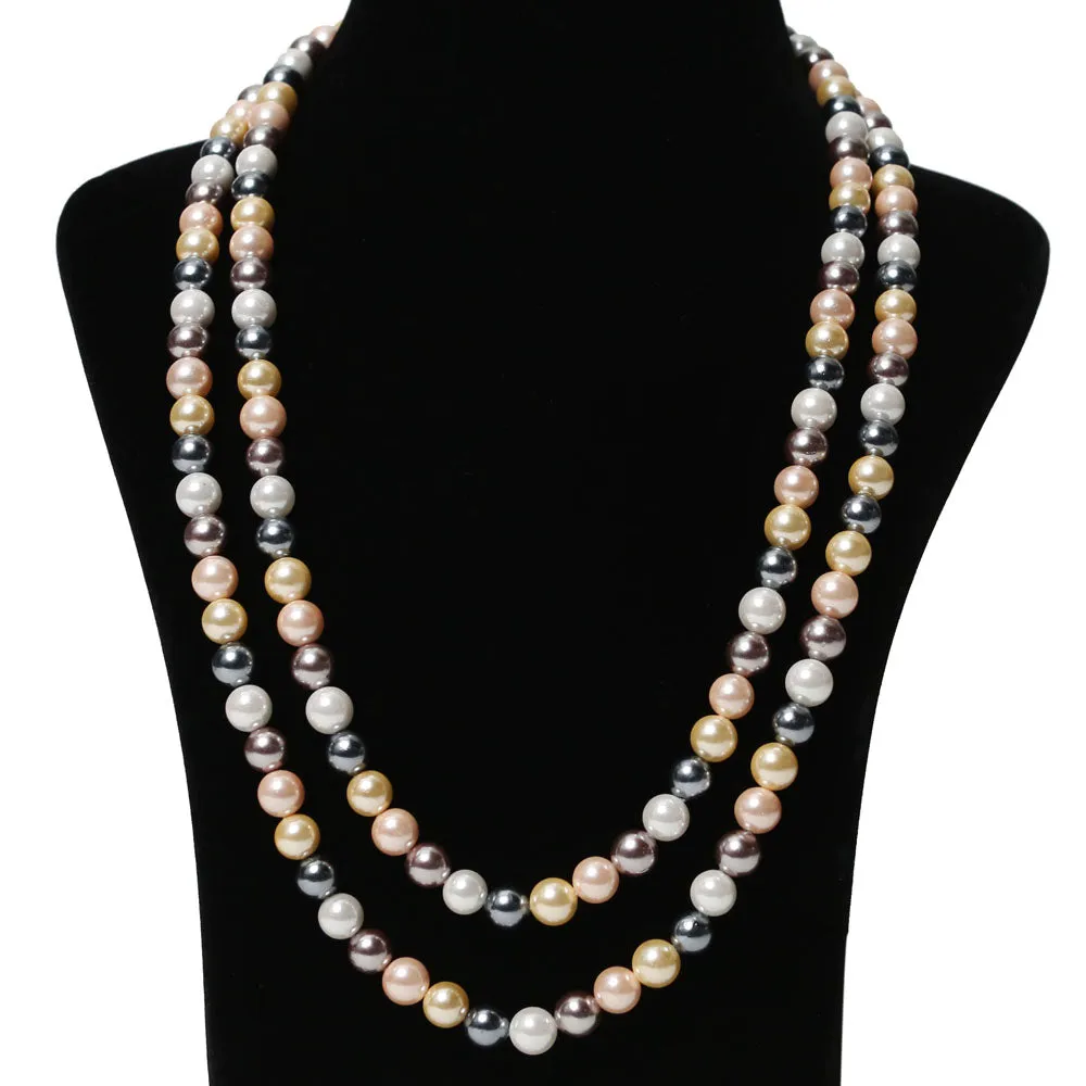 Imeora Multicolor 8mm Double Line Shell Pearl Necklace