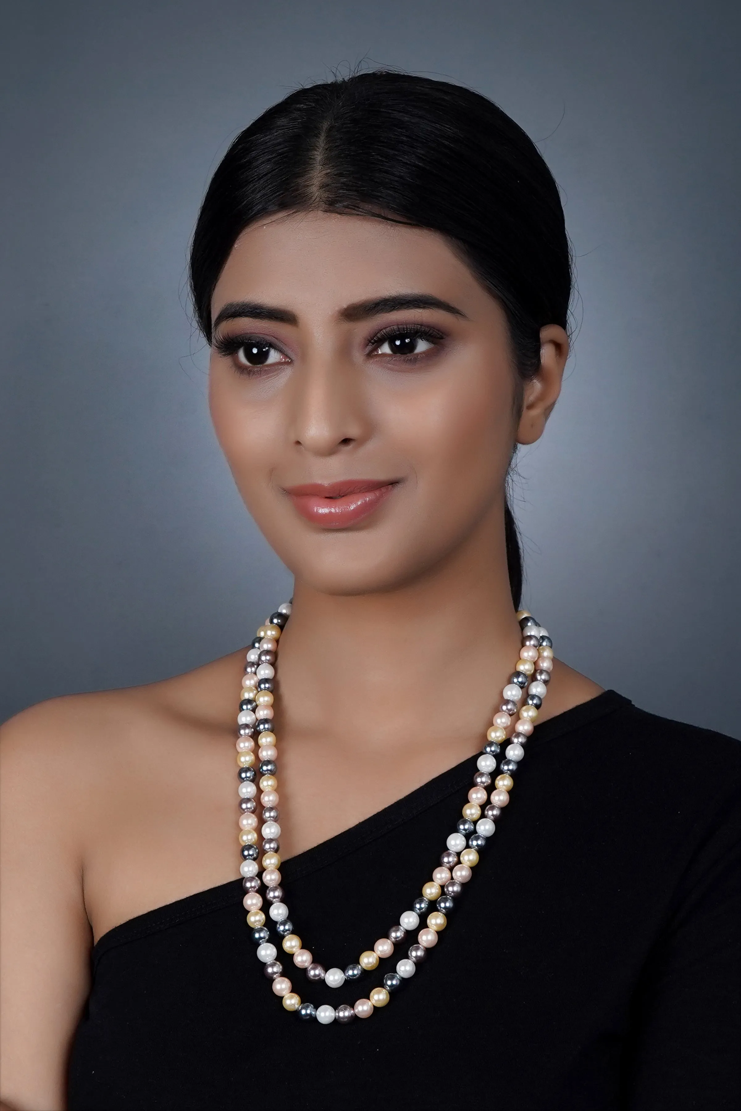 Imeora Multicolor 8mm Double Line Shell Pearl Necklace