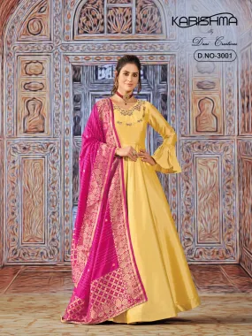 KARISHMA VOL 3 SILK WITH FANCY DESINGER READY MADE GOWN SUIT
