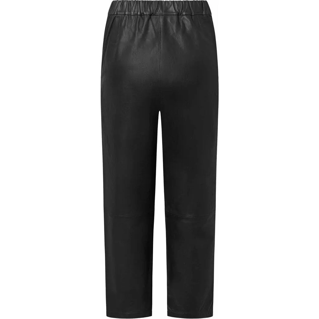 Leather pants decorated with pocket on front / 50770 - Black (Nero)