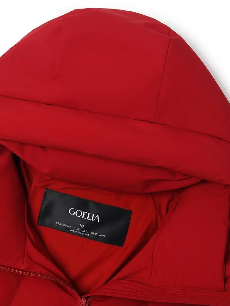 Mid-Length Hooded Stand Collar Goose Down Garment