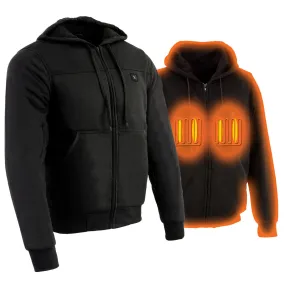 Nexgen Heat NXM1713SET Men's Fiery Heated Hoodie- Black Zipper Front Sweatshirt Jacket for Winter w/Battery Pack