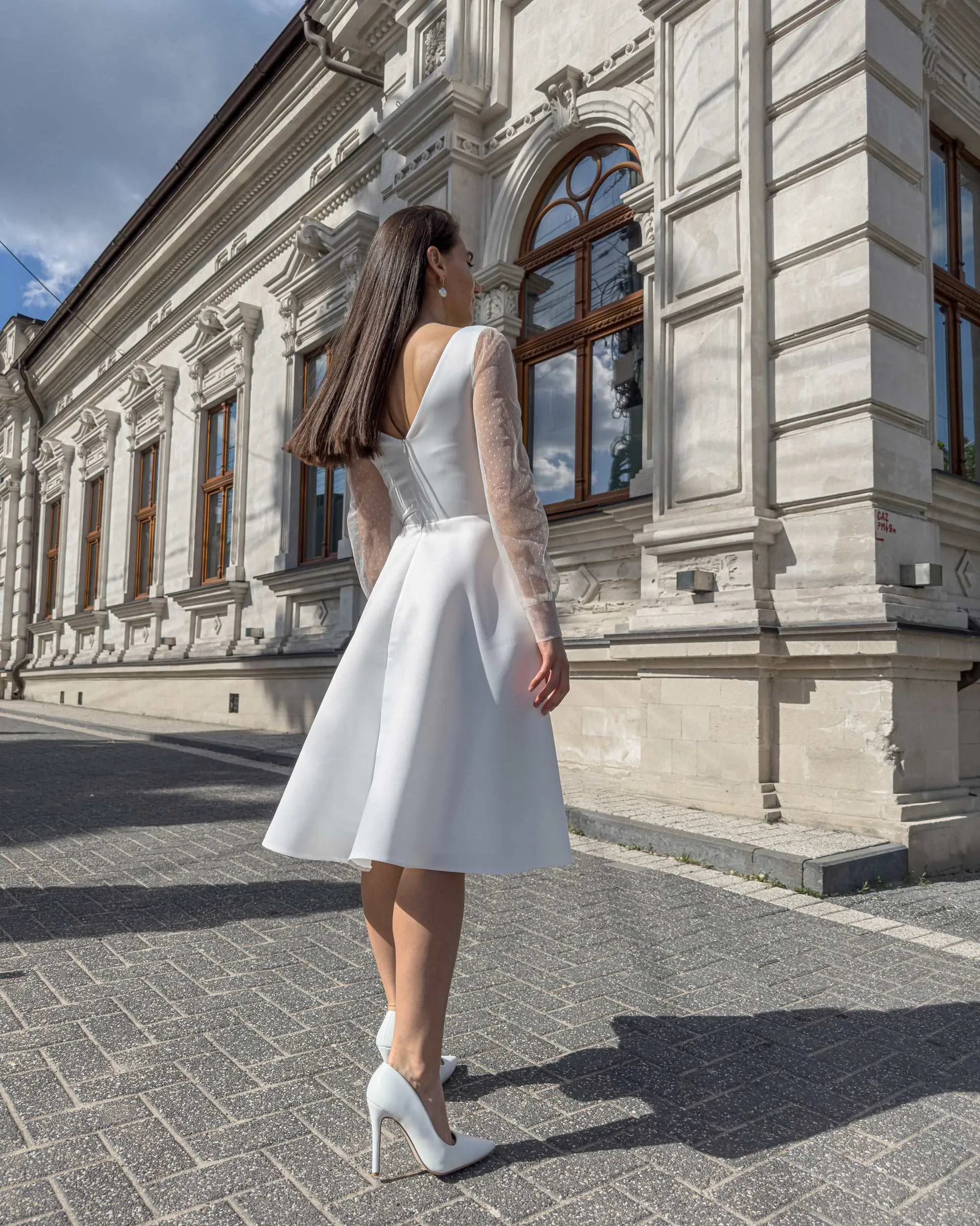 Rochie alba midi cununie civila