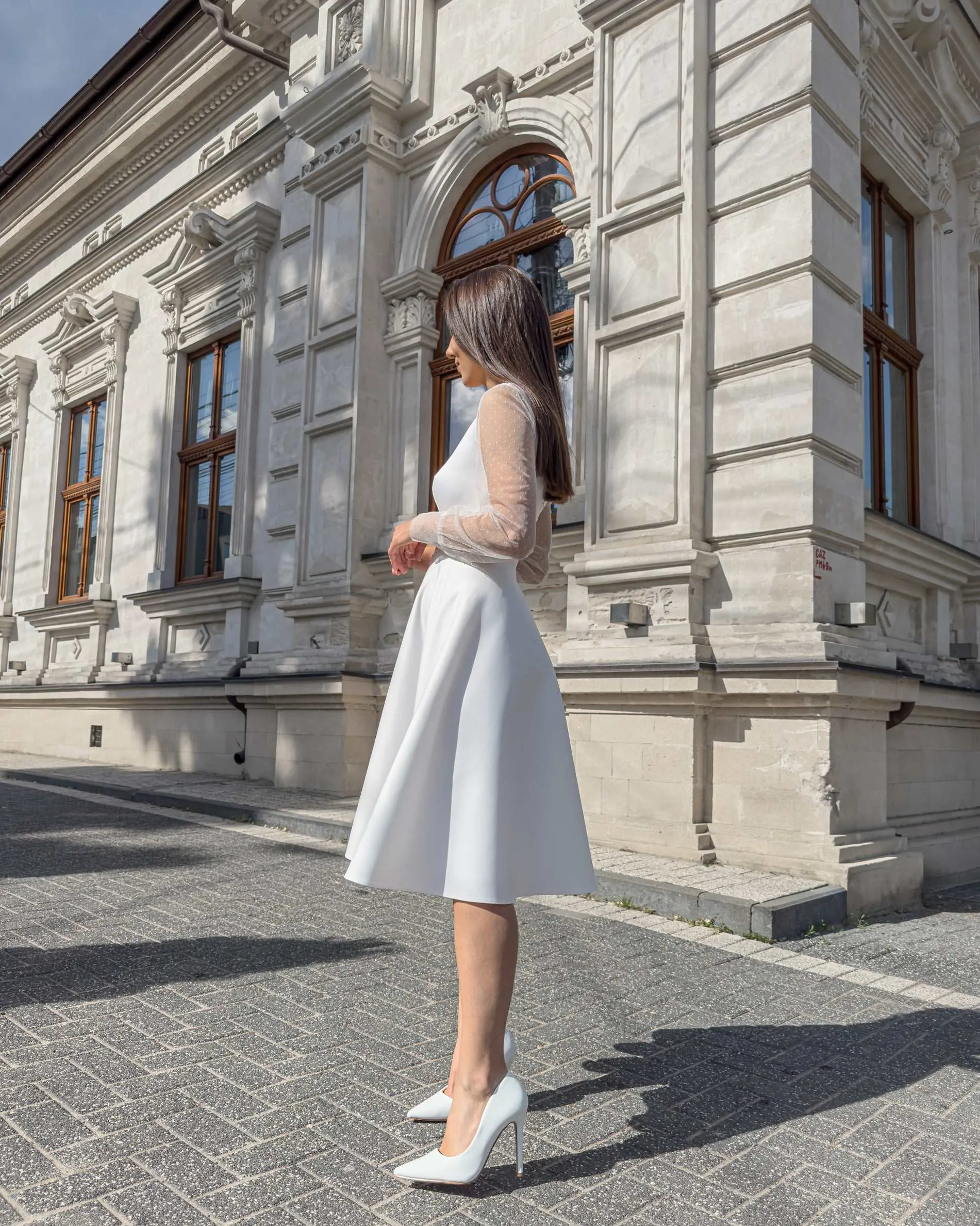 Rochie alba midi cununie civila