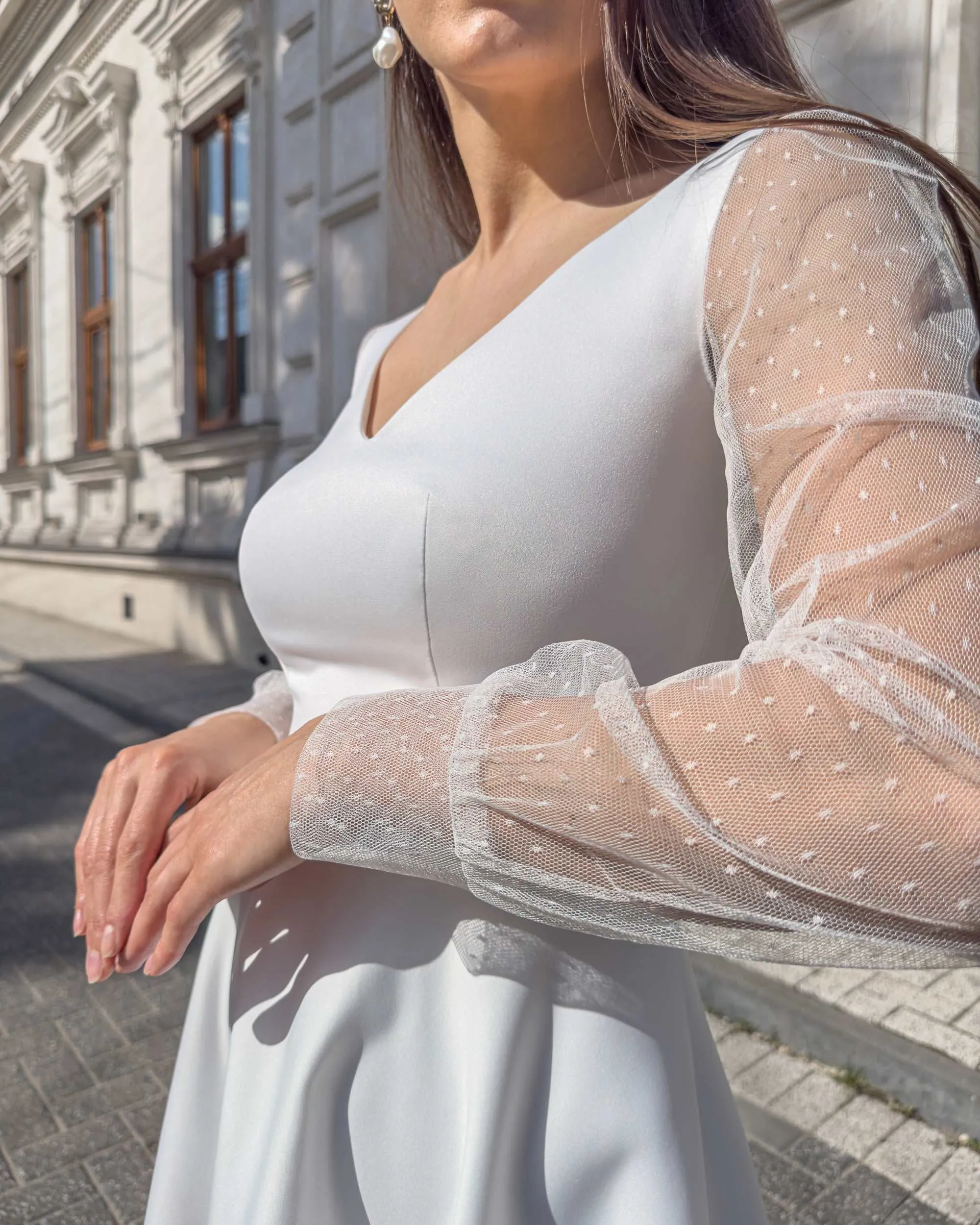 Rochie alba midi cununie civila