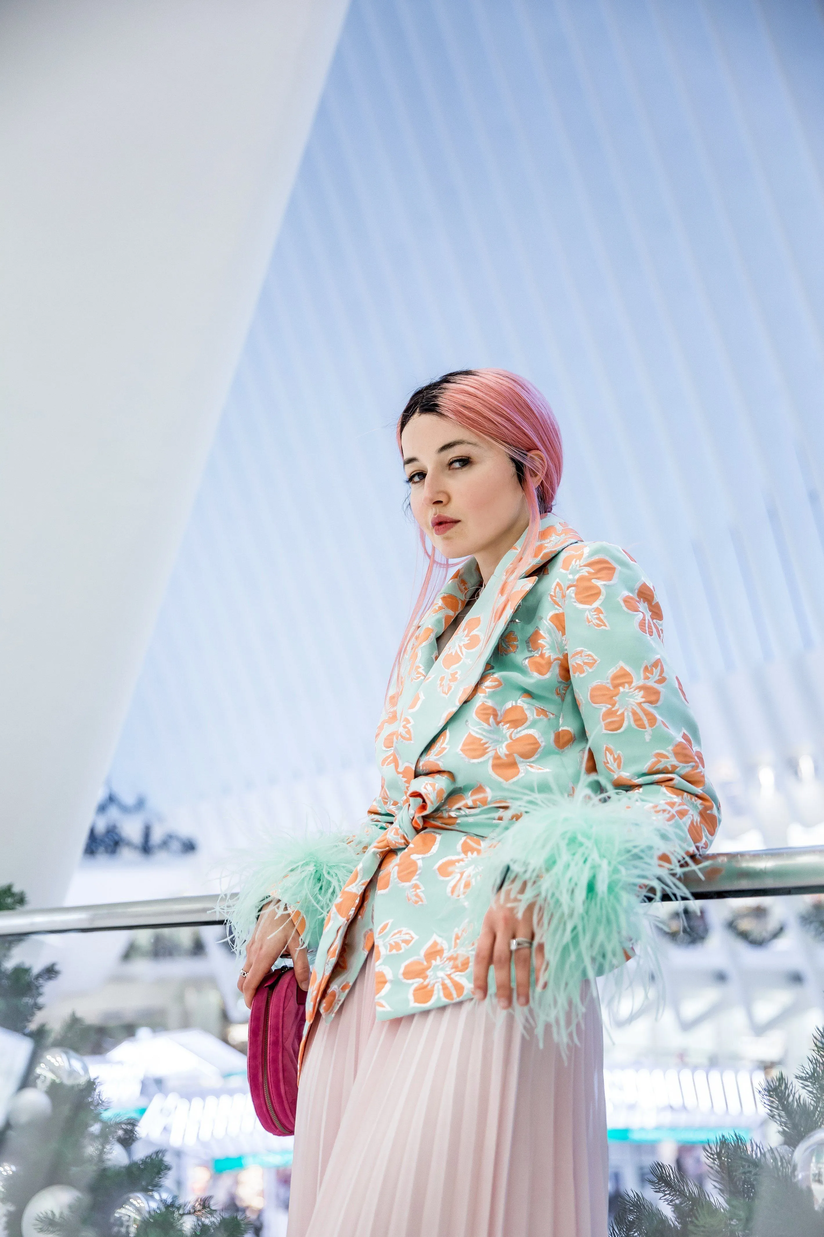 Vanilla Jacquard Jacket №19 detachable feather cuffs