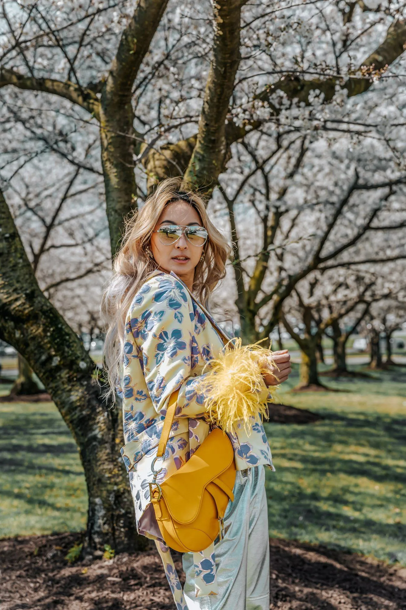 Vanilla Jacquard Jacket №19 detachable feather cuffs