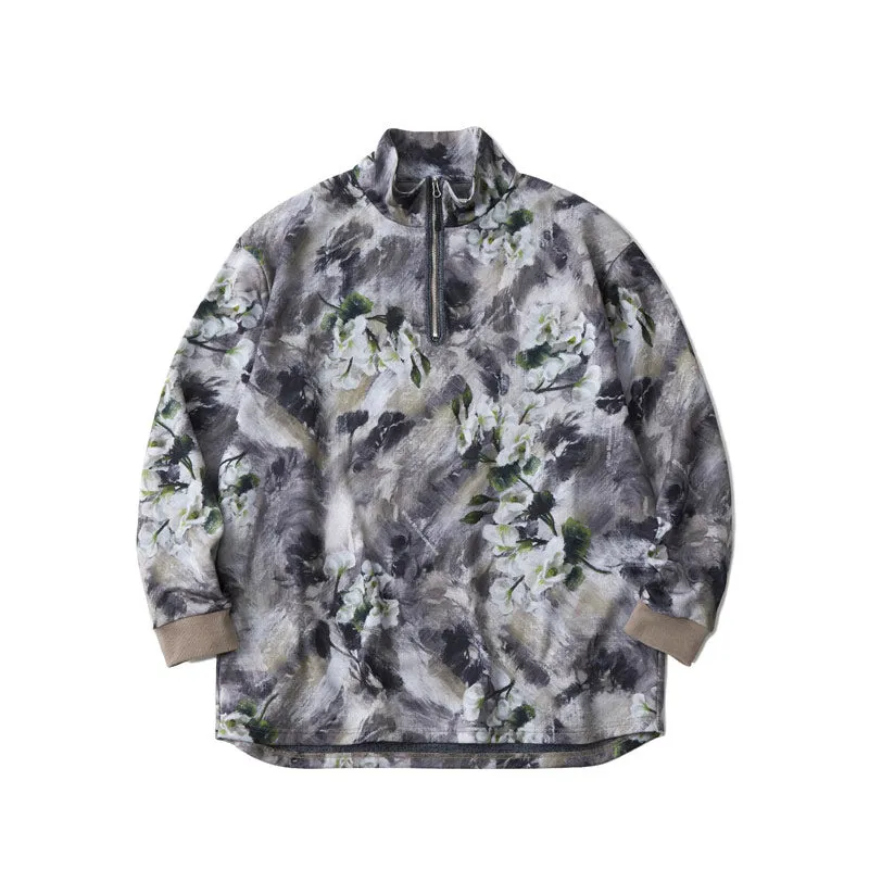 White Mountaineering Floral Half Zip Pullover Beige